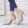 Scarpe eleganti femminili con tacco alto e vento estate a punta di piedi di punta di piedi per donne tacchi sottili sexy bling bling donne per donne mujer