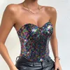 Sexy Ladies Corset Blusas Shaper Tank Top Koszulę Camis Cropped Summer Woman Ubranie Camiseta Mujer Club Tops Ropa 240314