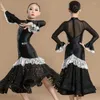 Vestidos de dança do salão de valsa de valsa Girls Girls Black Latin Latin Professional Dress Kids Performance Practice XS7847