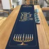 Tkanina stołowa szczęśliwa Hanukkah obrotowa żydowska chanukah menorah home room jadalnia festiwal kuchenna dekoracja deco g9c8