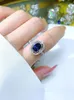 Cluster Rings Light Luxury Fashion Retro Blue 925 Sterling Silver Ring Set With High Carbon Diamond Temperament Wedding Jewelry Wholesale