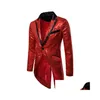 Ternos masculinos Blazers Mannen Shiny Gold Glitter Glitter Verfraaid Blazer Jas Nachtclub Partido Wieden Jasje Stadium Zangers Kleding Dhfxk