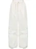 Sweetown Casual Baggy Wide Leg Heatpants White Losse Drawstring Low Taille Streetwear Cargo Pants Dames Hippie Joggers broek 240412