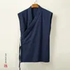 Gilet pour hommes Vêtements traditionnels chinois Hanfu Vest hommes en lin en coton