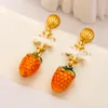 Retro hand painted enamel glaze ball earrings Classic luxury TB designer charm jewelry beads for women's daily wear