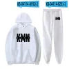 Rapper KMN Gang Merch Men's Sportswear Set Casual Tracksuit Two Piece Set Hoodie and Sweatpants Sportwear Suit