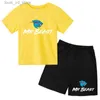 Kleidungssets Kindersuche Sommerkleidung 3-12y Jungen/Mädchen Baby T-Shirt Top+Shorts Charming Fan Idol Geschenk niedliche Sportstraße Jogging Casual Set T240415