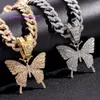 Chokers Trendy Butterfly Crystal Pendant for Women Iced Out Cuban Link Chain Chunky Halsband Choker Hip Hop Jewelry 230428