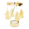 Bougeoirs Golden romantique rotatif chandelier Noël Snowflake Metal Haters de Noël cadeau 2024 Dîner DÉCORATIONS