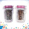 Storage Bags Wholesale Mason Jar Shaped Plastic Self-sealing Bag Clear Bottle Modeling Zipper