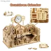 3DパズルURY 3D木製パズルクリスマスファクトリーテーブルクロックカウントダウンカレンダーレトロおもちゃの子供大人DIYモデルキット装飾ギフトY240415