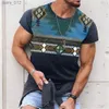 T-shirt da uomo T-shirt retrò stampato etnico a maniche corta a maniche corte giradini da uomo sport sciolti abiti da uomo traspirante YQ240415