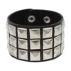 Other Bracelets New Unique 3 Row Cuspidal Spikes Rivet Stud Wide Cuff Leather Punk Gothic Rock Unisex Bangle Bracelet Men JewelryL240415