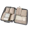 Förvaringspåsar 7pcspcs Set Travel Organizer Suitcase Packing Cubes fodral Portable Garderob Bagage Clothes Shoes Bag