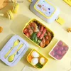 Bento Boxes Irls School Kidsのためのかわいいポータブルランチボックスプラスチックピクニックベントボックスコンパートメント付き電子レンジのフードボックスStorae Container