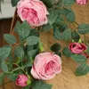 Decoratieve bloemen Silk Sweetheart Roses Vijnen kunstmatige groene plant tuin decor simulatie bloem roze witte roos wijnstok decoratie