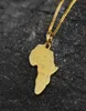 Mens 18k Gold Silver Charm Africa Mapa Pingente Jóias de Hip Hop para Chain de aço Antelhado Micro Rock Men Garfaça NEC3451874