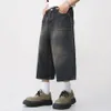 Hombres Vintage Pantalones cortos de mezclilla sueltos Blue Blue Legs Shorts Hombre Summer Investable Jeans shants Black 240408