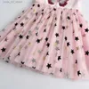 Mädchenkleider Vikita Mädchen Sommer ärmellose Kleidung Kinder Schmetterling Passenpailletten appaillierter Kleid Kinder rosa süße elegante Prinzessin Party Freizeitkleider T240415