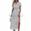 Casual Dresses Sexy Maxi Dress Women Basic Casual Dresses Sexy Maxi Dress 2024 V-neck bubble pleated printed short sleeved pocket dress size plus Women's clothing