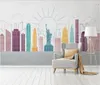 Papéis de parede nórdicos Modern Minimalist Color City Building Silhueta Fundo de fundo Decorada com papel de parede mural 3D