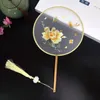 Figurines décoratives Humidité dissipatrice ventilateur chinois brodé de paons ronds de fleur Hand vintage pour les fêtes Mariages