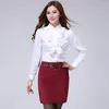 Blouses femininas Stand Collar Blouse Blouse Mulheres Camisa Temperamentação Moda formal de manga longa Camiseta mujer Escritório Big Size Ladies Tops