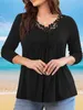 T-shirt femminile Spring Womens Casual Top 1xl-6xlplus size Solido Contrasto Solido Sleeve Long Round Neck Tunic Tunic Topl2403