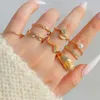 New Leaf Women's Design Feeling Small and Popular Love Ring Set of 8 Creative Personalized Chain Joint Rings