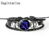 Andra armband Classic 12 stjärntecken Constellation Charm Armband Mens and Womens Hand Woven Multilayer Leather Armets smycken Giftl240415