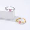 Cluster Rings Real. Authentic 925 Sterling Silver Clear Zirconia 4A &Pink Topaz Heart Ring Jewelry C-K1362