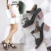 Lässige Schuhe Frauen klobige Absatz Sandalen bequeme Feste Farben High Heels Nicht rutschlos leichte große Sapatos Femininos