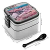 Dinnerware Off On Another Planet Double Layer Bento Box Portable Lunch For Kids School Mountains Landscape Moons Moon Full