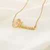 Cute Cursive Letter Crown Princess Necklace for Babygirls Script Dear Little Princess Stainless Steel Clavicle Choker for Women Female Girl Chain Jewelry Gift