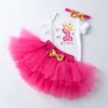 Baby Baumwolle Kurzarm Schatz exquisite Stickbrief 1 Jahr alte Set Valentinstag Kleidskleid Prinzessin Kleid