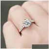 Cluster Rings Solid 14K White Gold Au585 Ring 1Ct Diamond Women Love Promise For Girl Beautif Box Drop Delivery Jewelry Dhhrw