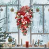 Decorative Flowers Christmas Wreaths For Front Door High Quality Artificial Red And White Garland Durable Hanging Wreath