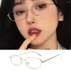 Solglasögon 2024 Vintage Alloy Square Frame Glasögon Läsning Anti Blue Light Presbyopic Glass For Women Men Metal Clear Lens