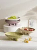 Tallrikar utsökta keramiska högfot fruktplatta hem vardagsrum fast färg enkel förvaringsbricka dekorativa ornament
