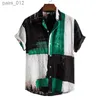 T-shirts masculins Shirt de fête ethnique Hawaiian Patchwork Summer Mens à manches courtes à manches simples et décontractées YQ240415