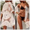 Tamanho Sexy Lace Up Tampa de praia de verão Mulheres vestidos de vestido de bordado de bordado 240412