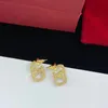 classical gold earring just letter V Titanium Steel woman silver with diamond Earrings High version stud Designer Luxury Not fade gold Jewelry