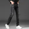 Luxury Men's Jeans designer New for Light Luxury Korean Edition Thick Elastic Feet Slim Fit Youth Blue and Black Pants