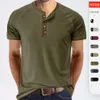 Sommarn nya män Henley-skjorta Kort ärm T-shirt-mäns och mäns färgblock T-shirt Men's