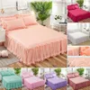 Elegant Princess Bed Kjol Nonslip Madrass Cover Ruffled Lace Bedlese Protector Home Bed Bread 240415
