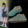 Fitness Shoes 2024 Summer White Pu Leather Sneakers Green Black Tail Low Top Luminous In Night Trainers All Match Student 6h14