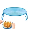 Kitchen Storage Folding Microwave Tray Oven Bacon Stacker Shelf Multifunction Insulated Heating Rack With Flexible Handles