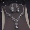 Lindos conjuntos de jóias de cristal para mulheres Brincos de colar de gargantilha de luxo.