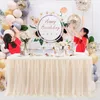 Table Skirt Wedding Gauze Decorate Birthday Party Tablecloth 4FT 6FT 9FT 14FT Solid Color Cover