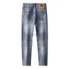 Heren jeans ontwerper lichte luxe luxe kwaliteit lente/zomer heren jeans slank fit high -end elastische veelzijdige blauwe rechte been broek alle seizoenen ff6525